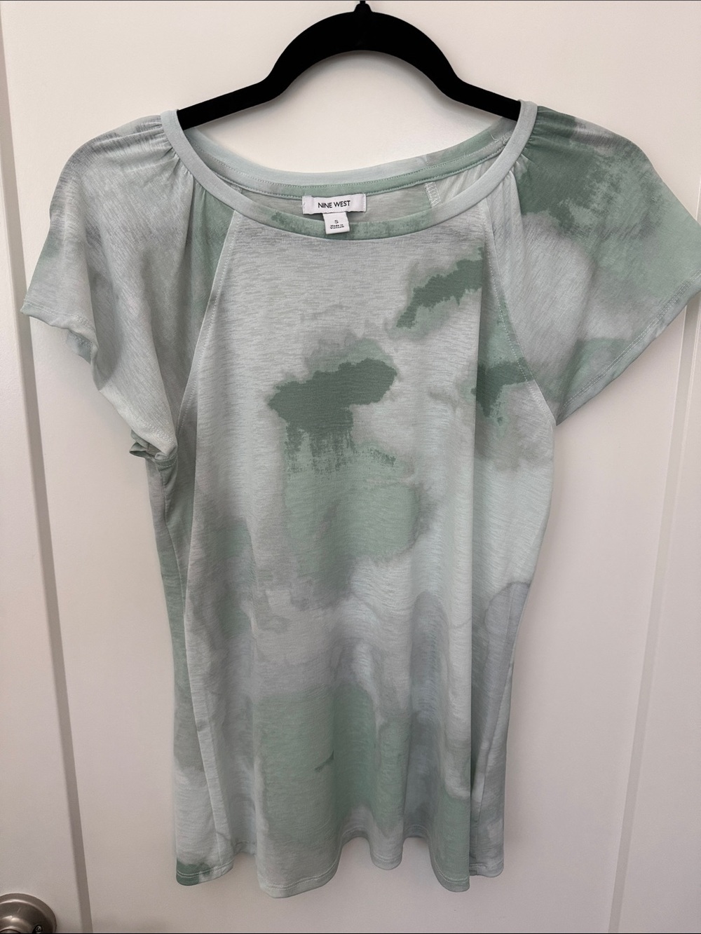 Nine West Mint & Pale Green Tie-Dye Short Sleeve Tee